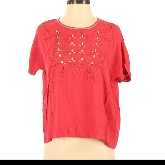 Tic-Toc Inc. Cropped Eyelet Blouse - Picture 1 of 7